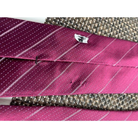 Calvin Klein Mens Neck Tie Burgundy Striped Silk Suit Tie For Men Formal - Picture 4 of 8